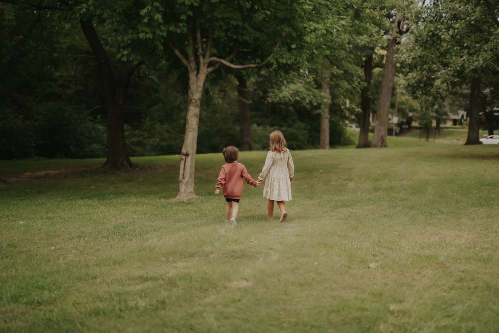 Running through the park at dusk