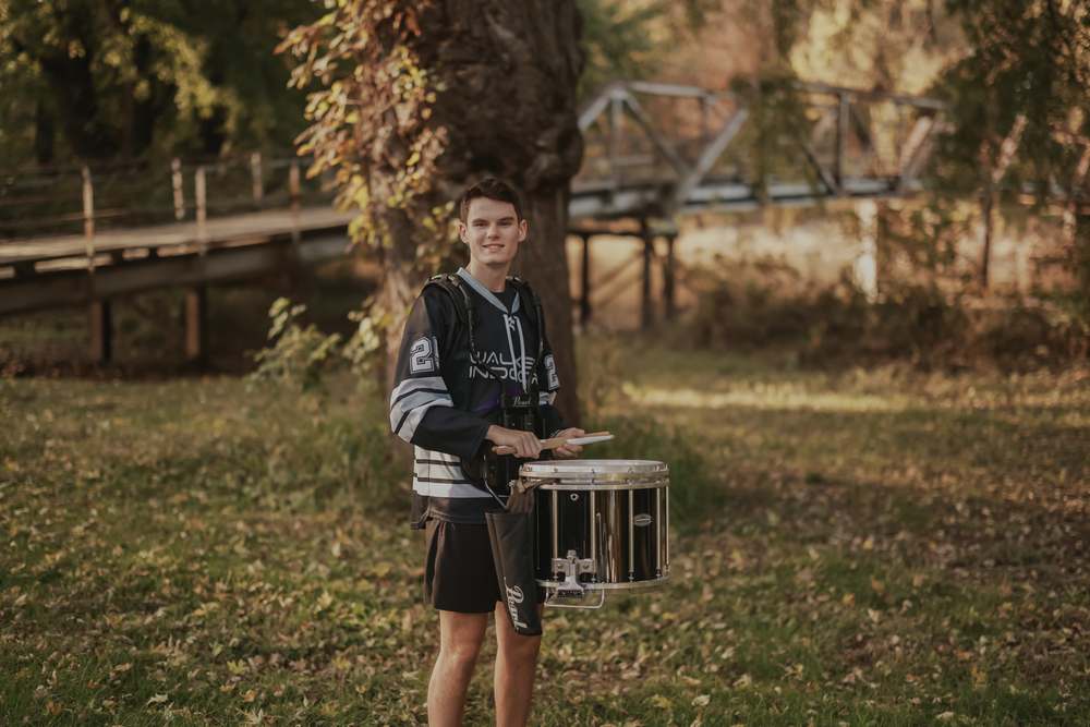 Snare drum under the fall trees