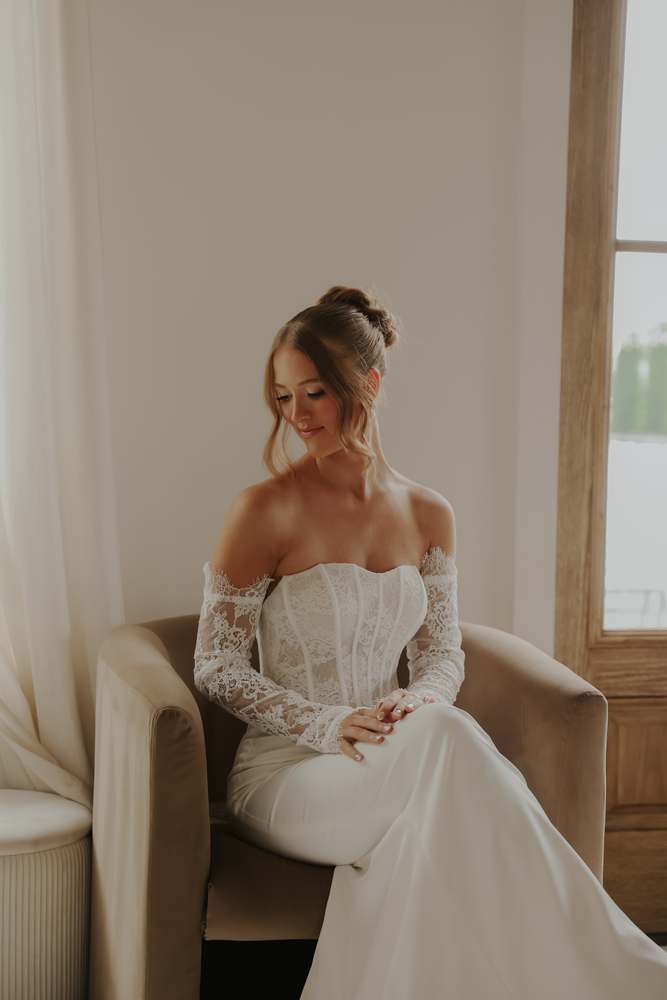 Bridal portrait in soft window light