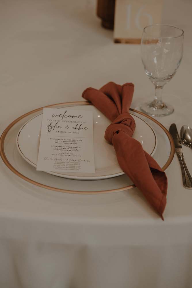 A napkin folded at the welcome card