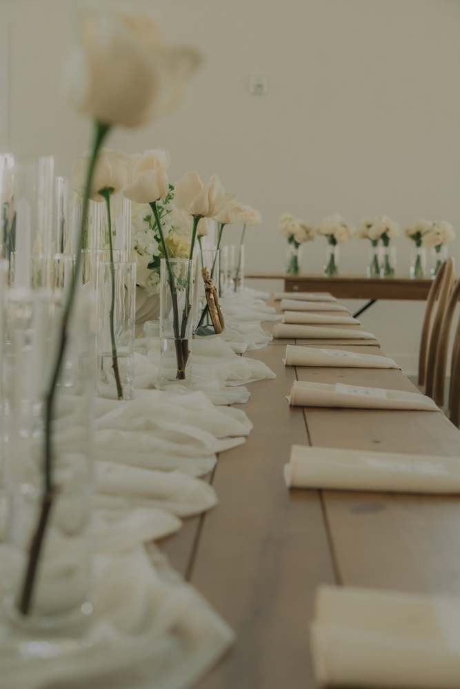 A run of taper candles down the long table
